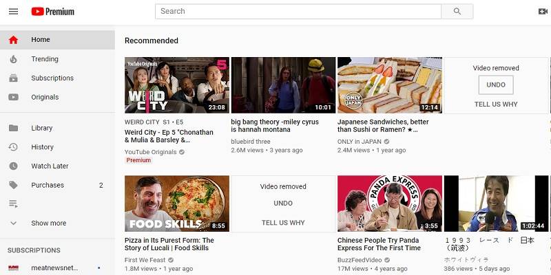 Featured Youtube Homepage Premium Subscription