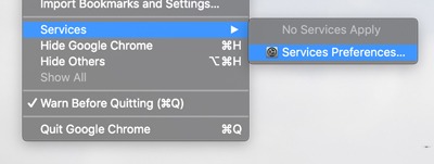 Preferencias del sistema de servicios de Macos