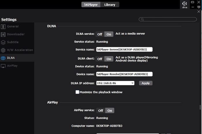 Configuración del jugador 5k