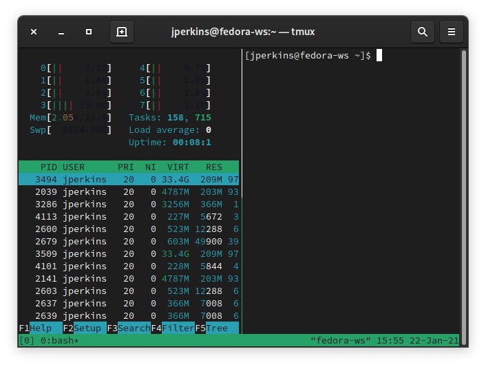 Tmux Vs Pantalla Tmux Split Horizontal 1