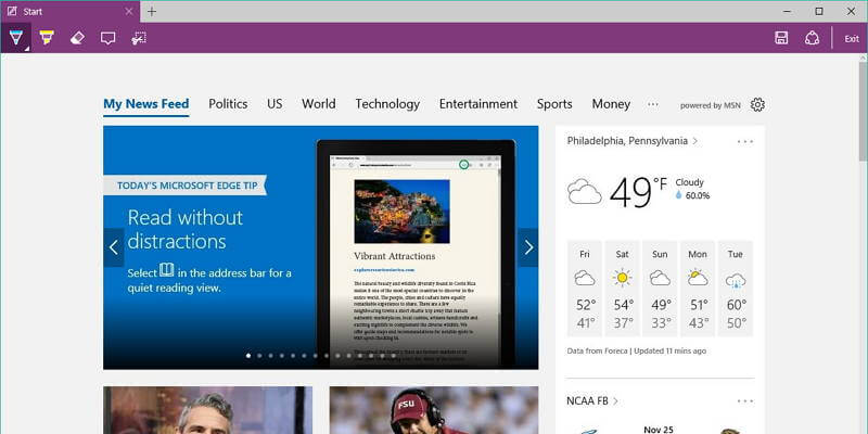 Cómo tomar capturas de pantalla de páginas web en Microsoft Edge