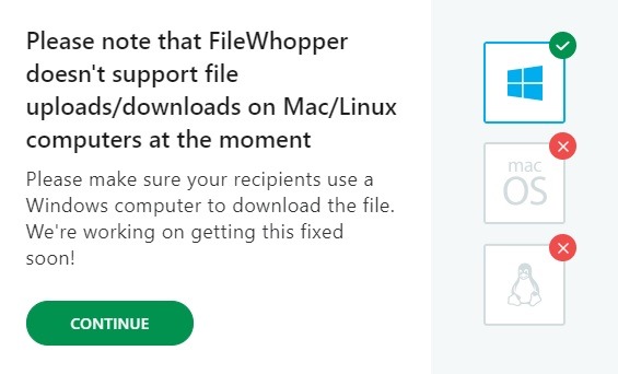 Filewhopper Sin compatibilidad con Mac Linux 1