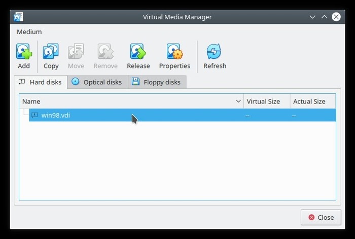 Cambiar la ventana del administrador de medios virtuales de Virtualbox Uuid de Virtualbox