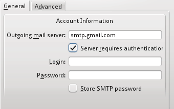 Configuración SMTP de Kmail