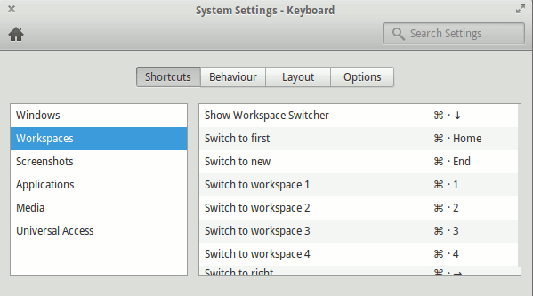 Atajos de teclado de Elementaryos