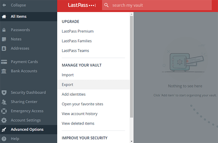 Lastpass Administrar Bóveda