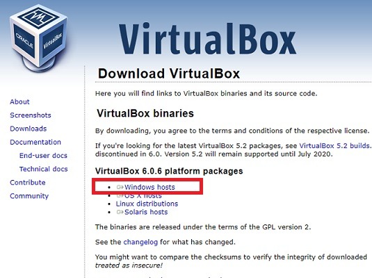 Anfitriones Windows de Virtualbox