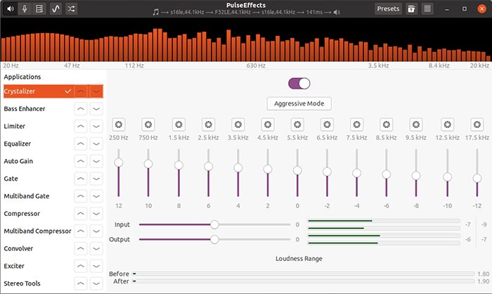 Actualización de audio gratuita con Pulseeffects Crystalizer