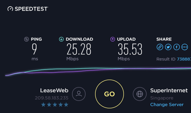 cyberghost-speed-test-after-connecting