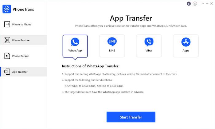 Transferencia de aplicación Phonetrans