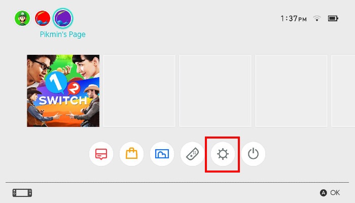 Configuración de la pantalla de inicio de Nintendo Switch