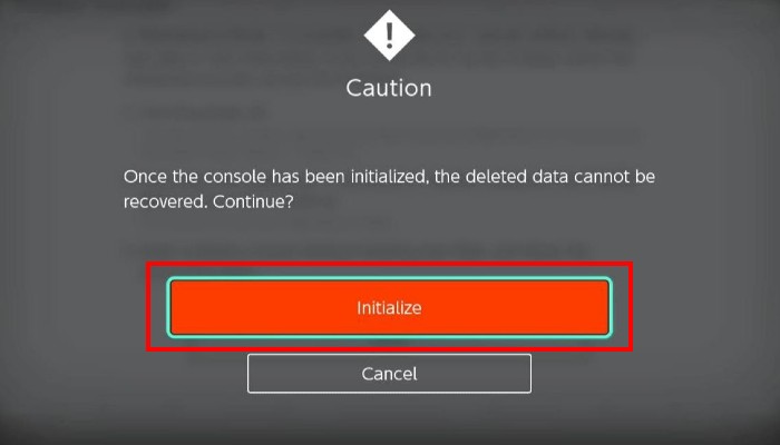 Consola de inicialización de Nintendo Switch