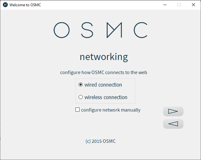 Opciones de red del instalador de Osmc