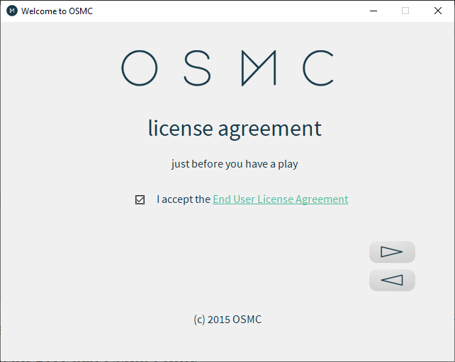 Acuerdo de licencia del instalador de Osmc