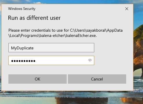 Credenciales de instancias de Windows Usuario diferente