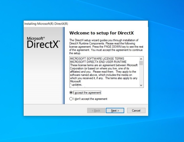 Instalador de Directx Aceptar 1