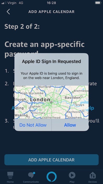 Apple verificará su identidad mediante el envío de una notificación a su iPhone o iPad.