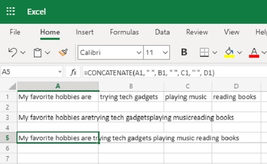 Cómo usar la función de concatenación en el espacio de Excel