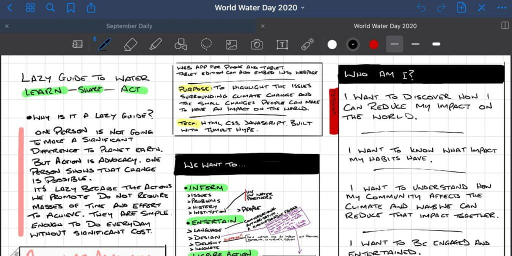 A page of notes from Goodnotes