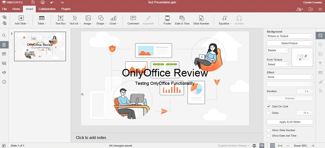 Presentación de revisión de Onlyoffice Workspace Cloud