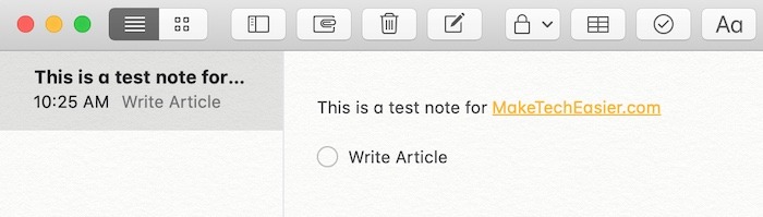 Elemento de la lista de comprobación de Mac de notas para empezar