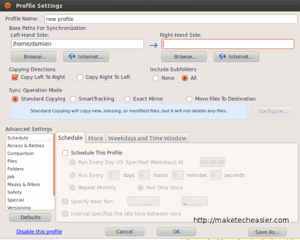 Perfil de configuración de SuperFlexibleSynchronizer