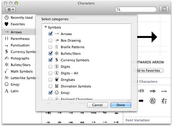 Habilitar-Character-Viewer-OSX-Categorías adicionales