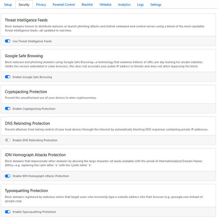 Seguridad de configuración de Nextdns