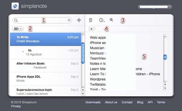 Aplicación web Simplenote