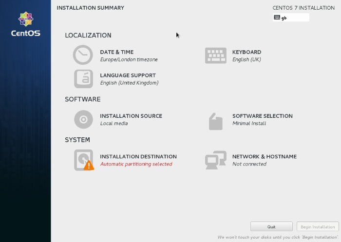 Resumen de instalación de CentOS 7