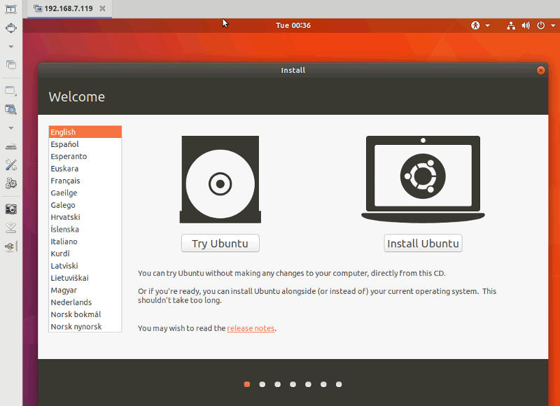 Instalar Ubuntu sobre VNC