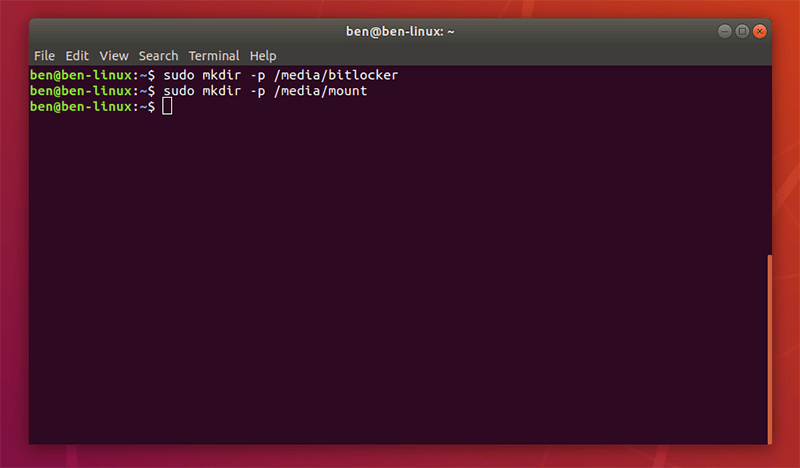 Bitlocker Linux Crear carpetas de montaje