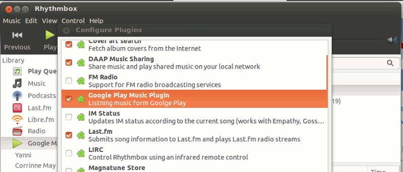 Accede a Google Music desde Rhythmbox