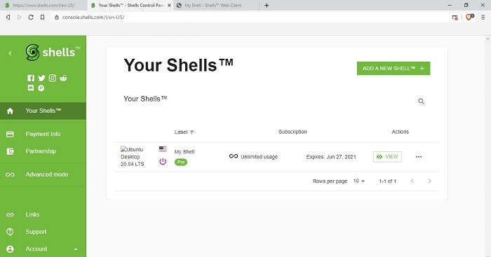 Revisión de Shells Un panel de control de computadora personal segura en cualquier lugar