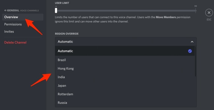 Configuración del servidor del canal de voz de Discord