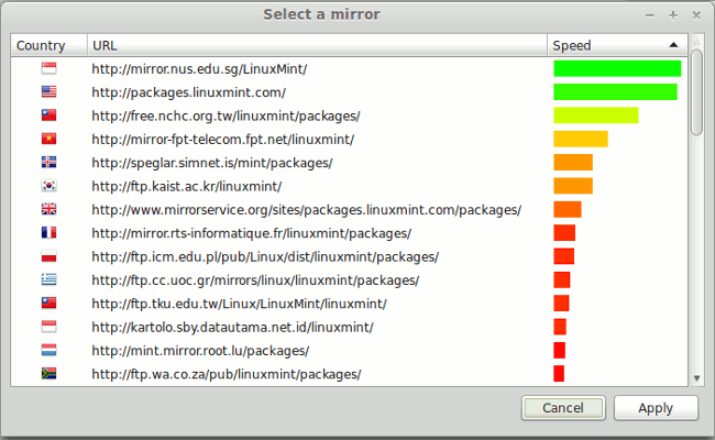 Linux Mint 15 Mint Sources velocidad espejo