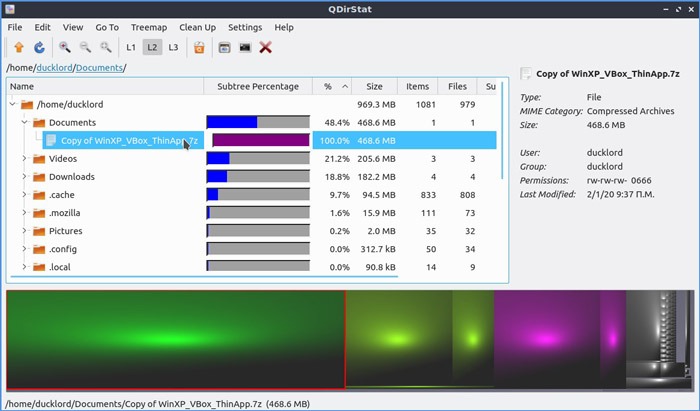 Qdirstat Recuperar almacenamiento Vistas diferentes