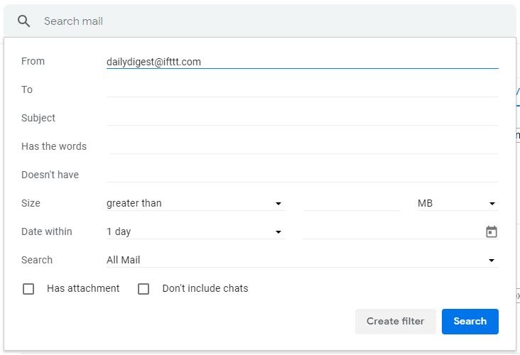 Resumen diario Asistente de Google Gmail Crear filtro