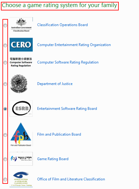 sistema de clasificación de controles parentales