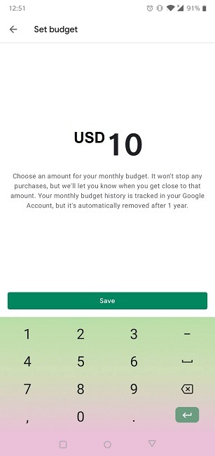 Cómo evitar el gasto excesivo en aplicaciones Juego de presupuesto mensual de Play Store