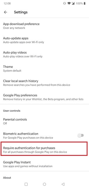 Cómo evitar el gasto excesivo en aplicaciones Play Store Habilitar la autenticación