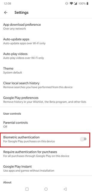 Cómo evitar gastos excesivos en aplicaciones Play Store Habilitar datos biométricos