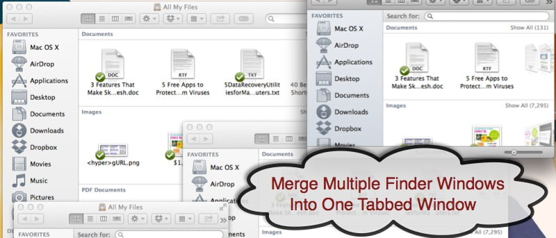 Merge Multiple Finder Windows Into One via a Keyboard Shortcut in OS X Mavericks