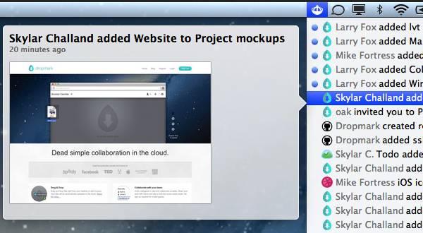 Integración de fuentes de Dropmark para Mac