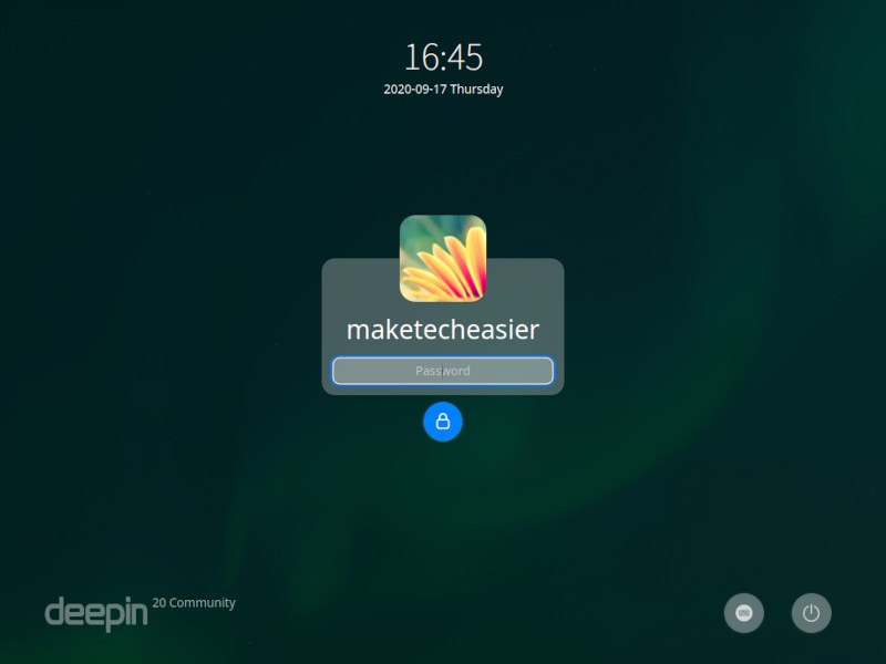 Pantalla de bloqueo de Deepin