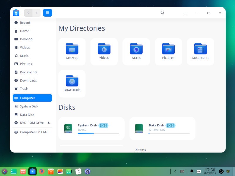 Administrador de archivos Deepin