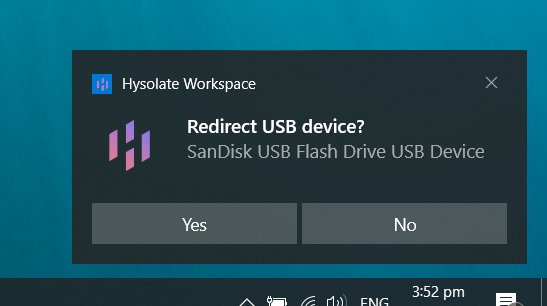 Dispositivo USB de redirección de Hysolate