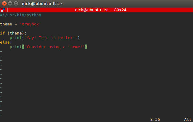 Esquema de color del terminal Gruvbox Linux