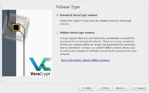 Tipos de volumen de VeraCrypt