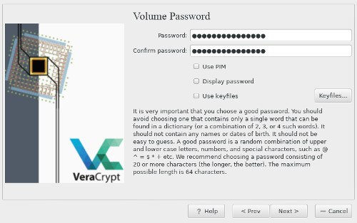 Establecer contraseña de VeraCrypt